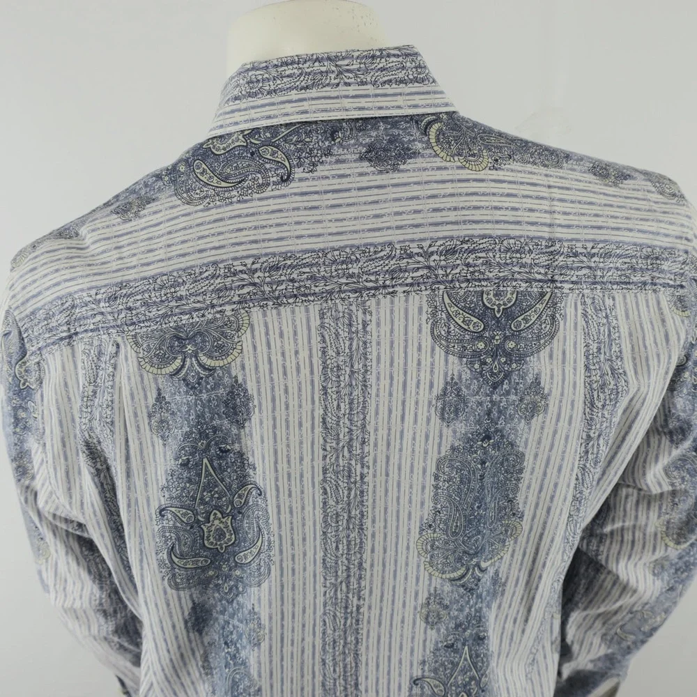 Indigo Palms Co Tommy Bahama Button Up Paisley Print‎ Shirt Mens Large Blue